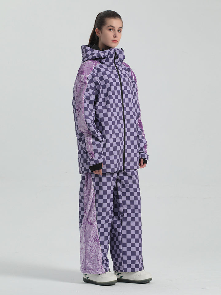 Gsou Snow Women's Plaid Ski Suit