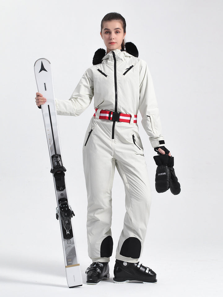 Gsou Snow Combinaison de ski une pièce unisexe de couleur unie pour femme 