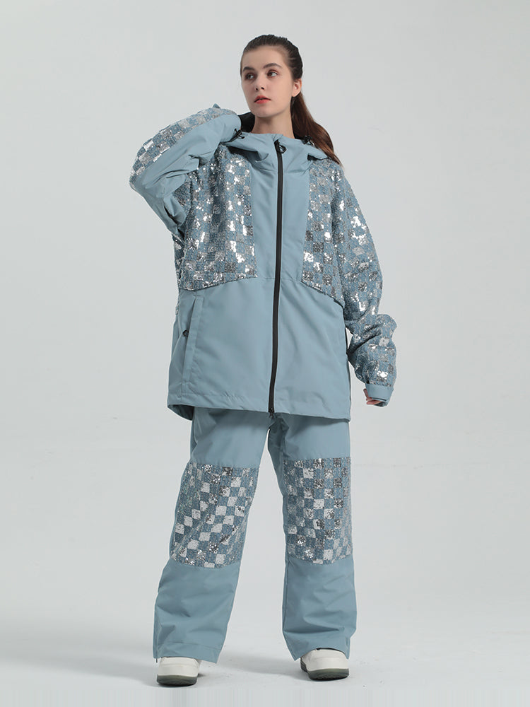 Gsou Snow Combinaison de ski à paillettes pour femme 