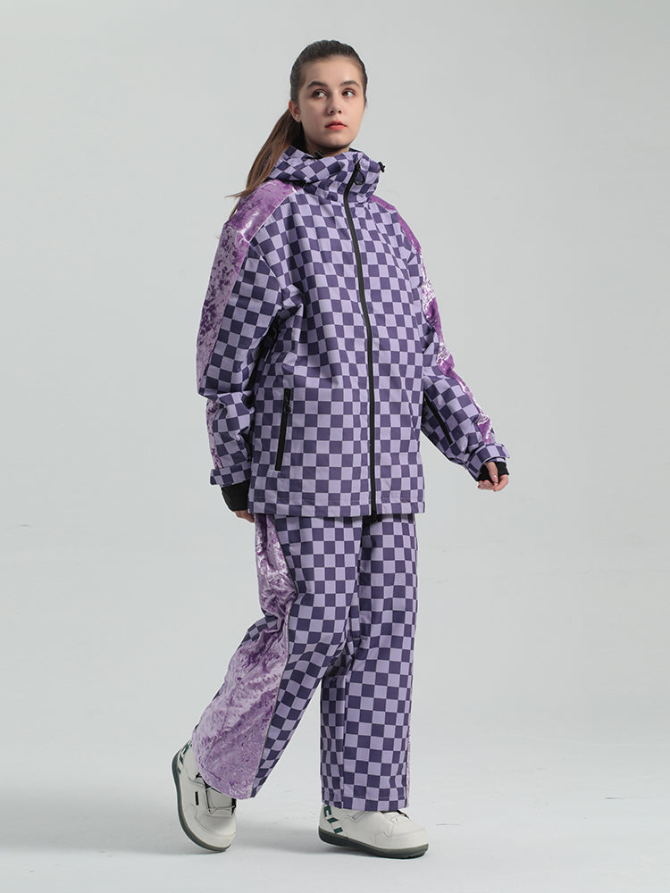 Gsou Snow Women's Plaid Ski Suit