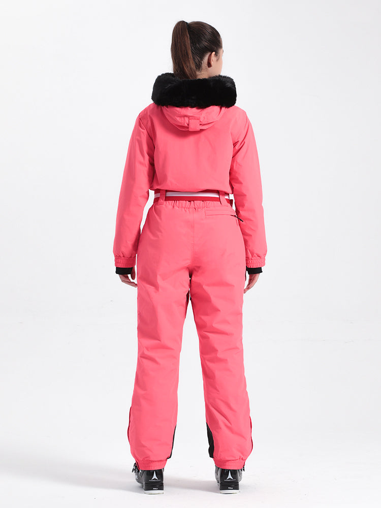 Gsou Snow Combinaison de ski une pièce unisexe de couleur unie pour femme 