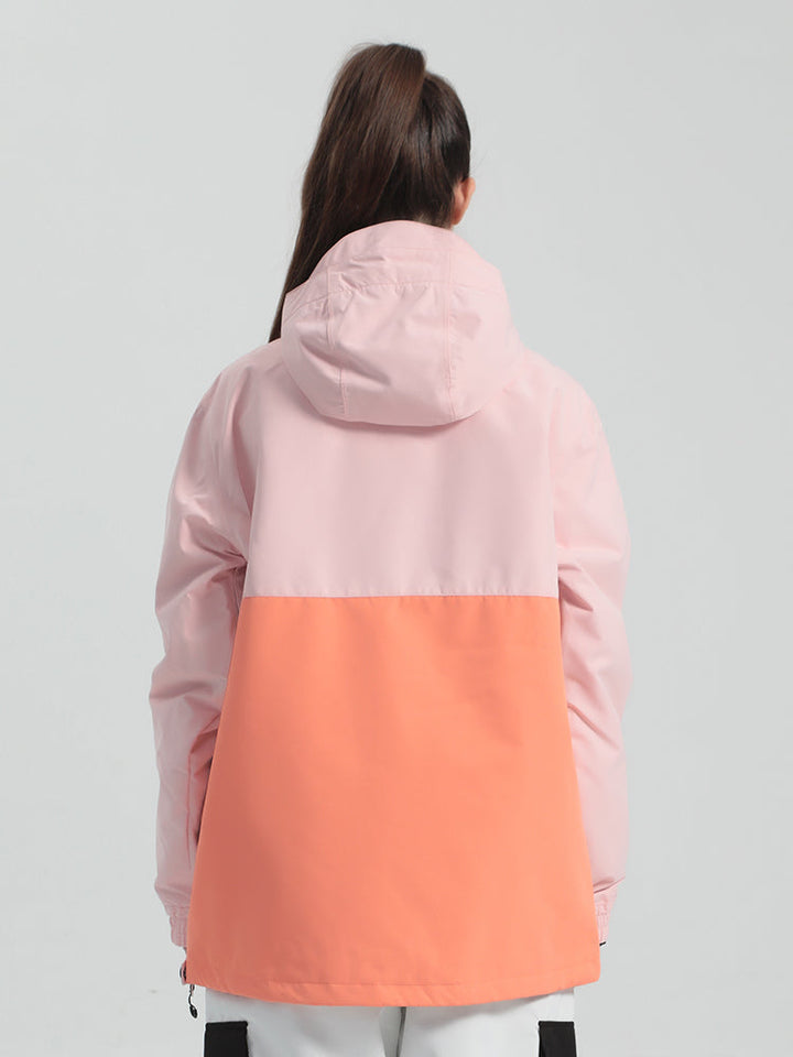 Women's Pink & Orange Loose-Fit Multi-Snap Closure Waterproof Snow Anorak