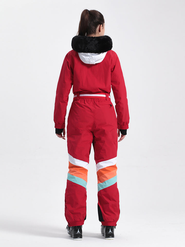 Black Snow-Resistant Ventilated One-Piece Snow Suit