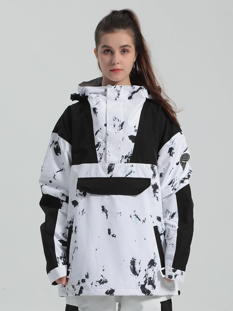 Gsou Snow Veste de ski ample color block pour femme 