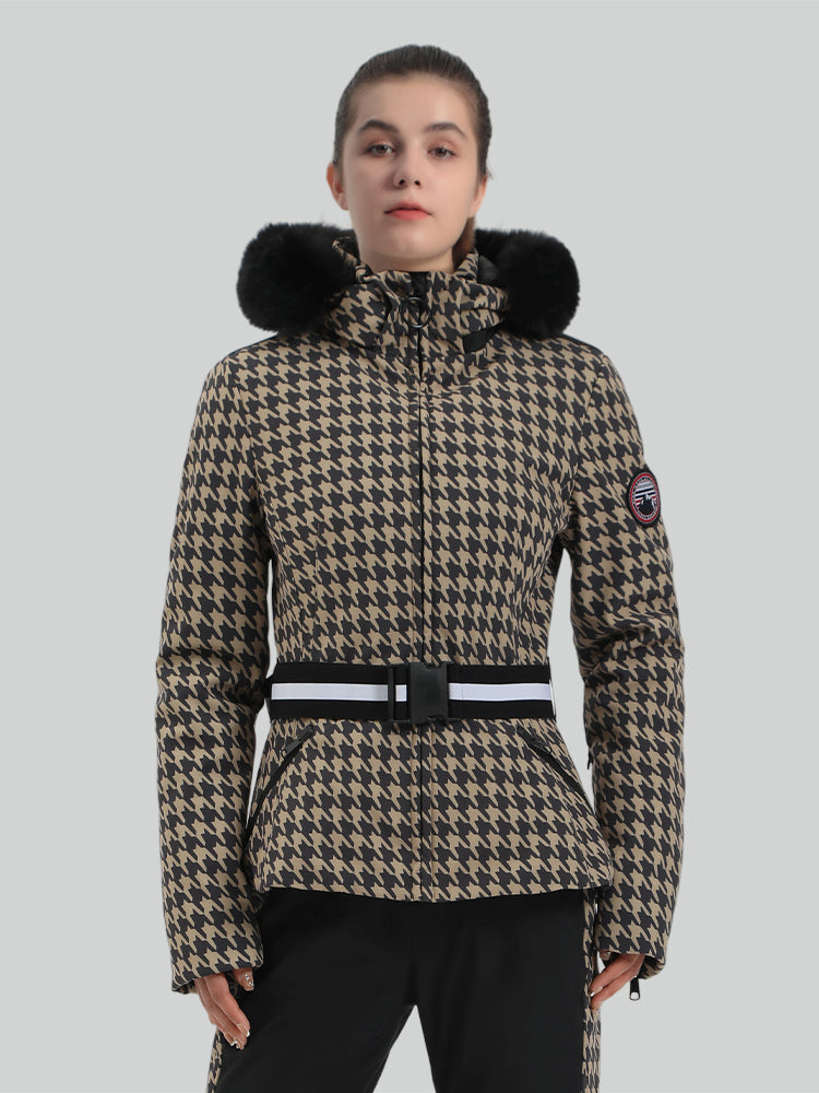 Women's Lavender Slim Fit Belted Down Ski Jacket