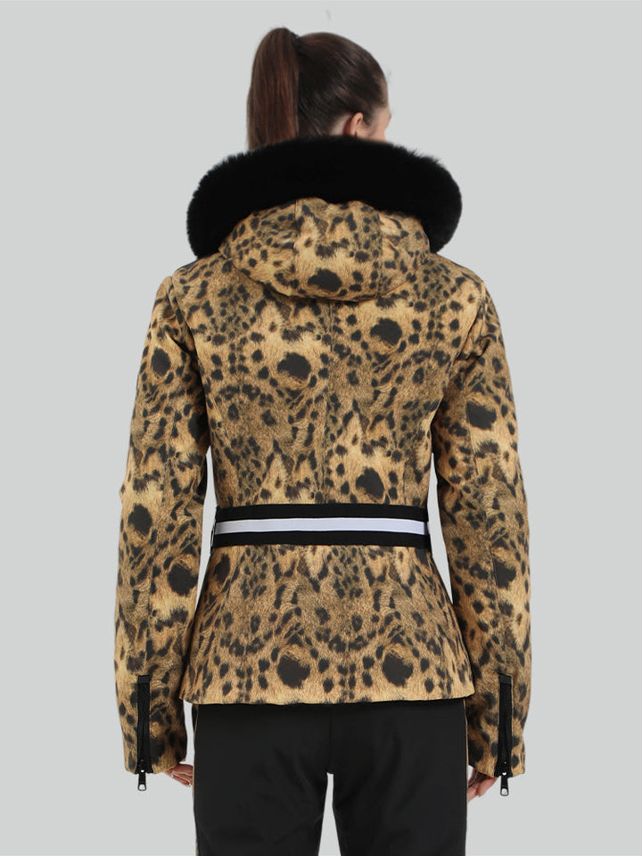 Women's Snow Leopard Slim Fit Belted Down Ski Jacket