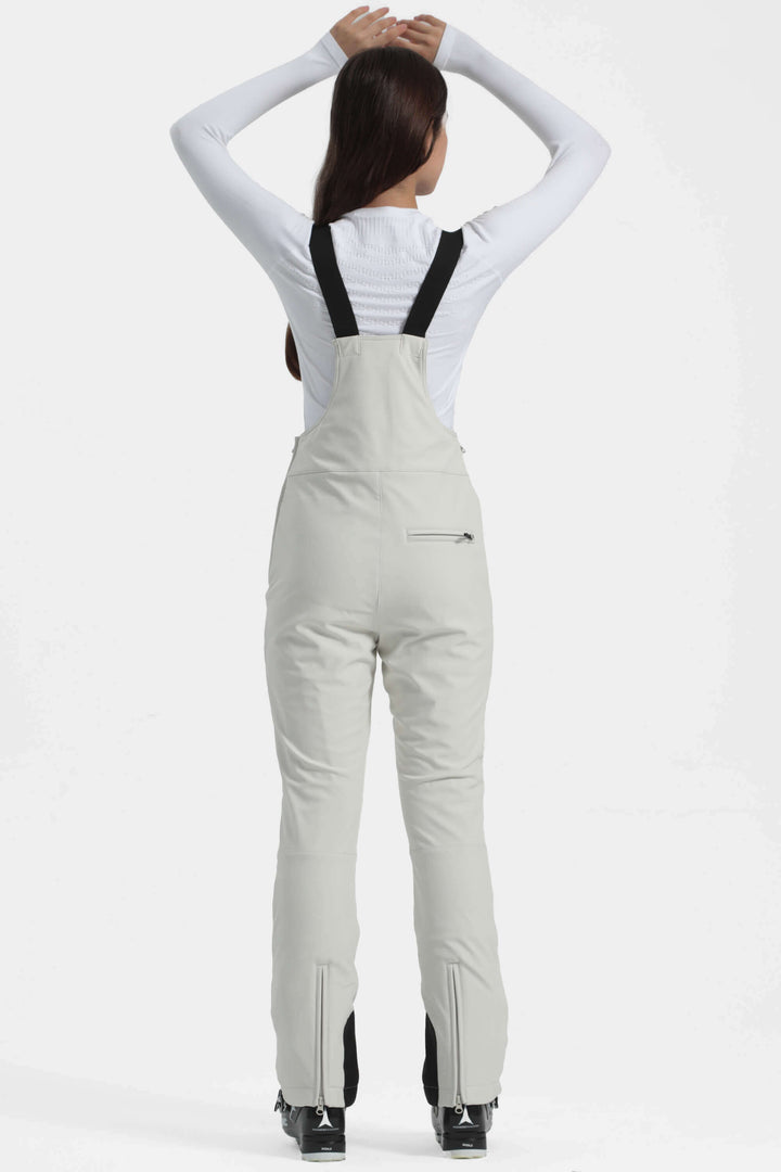 Women's Off White Slim-Fit Stretch Fleece-Lined Ski Bibs