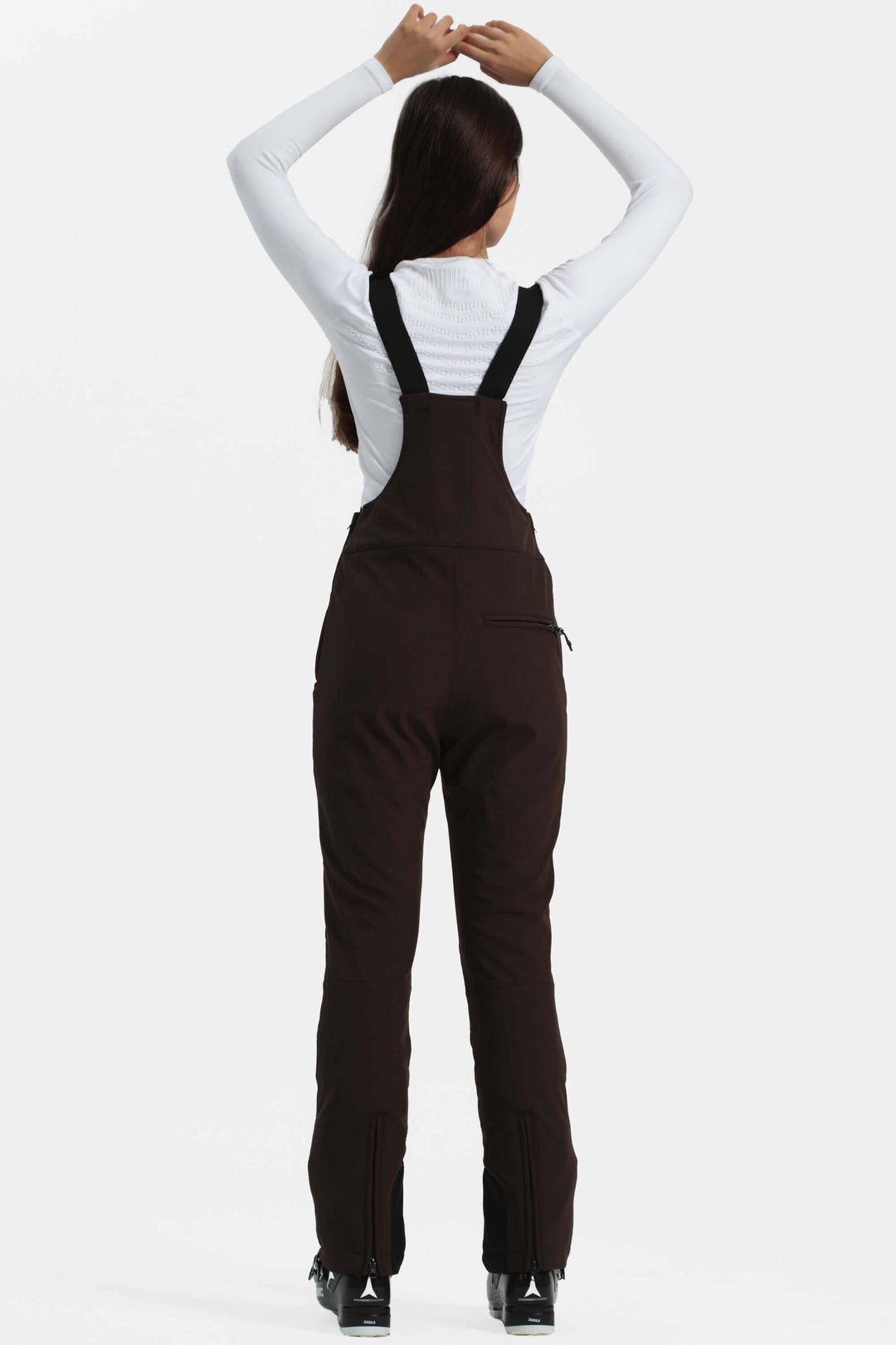 Women's Off White Slim-Fit Stretch Fleece-Lined Ski Bibs