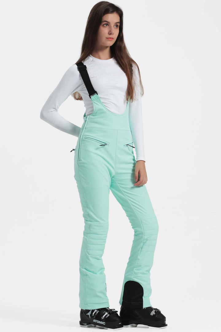 Women's Off White Slim-Fit Stretch Fleece-Lined Ski Bibs