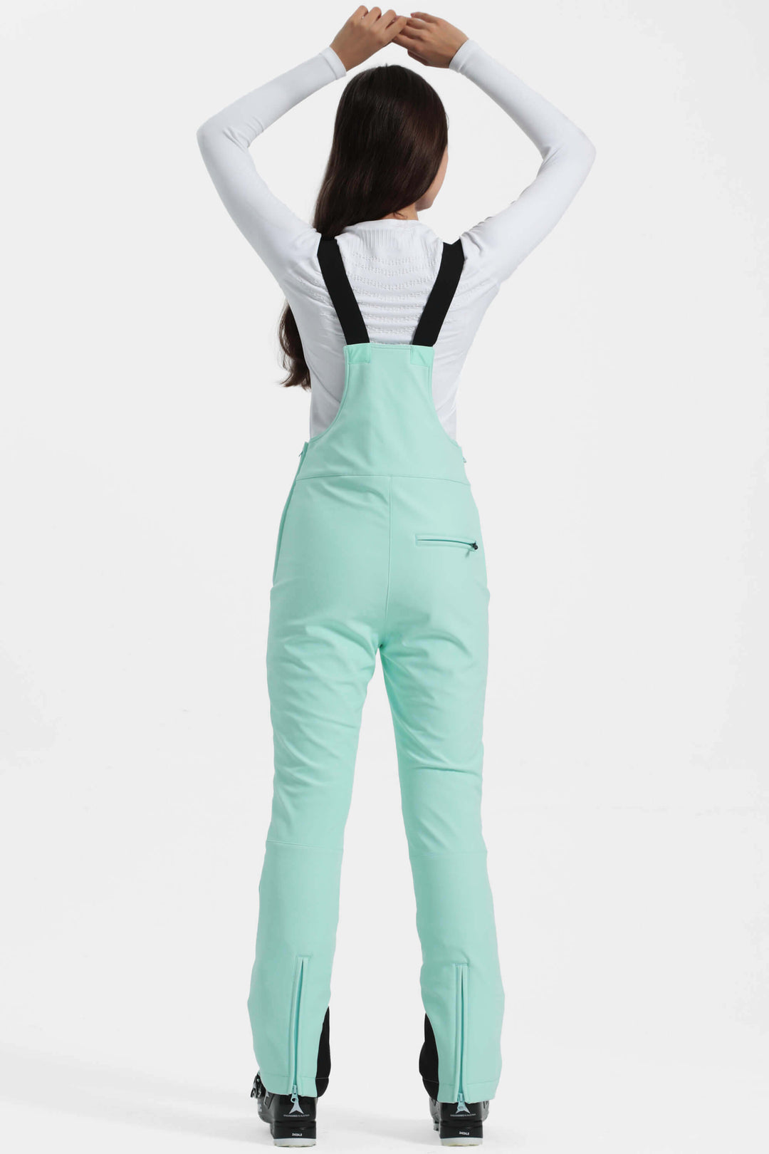 Women's Off White Slim-Fit Stretch Fleece-Lined Ski Bibs