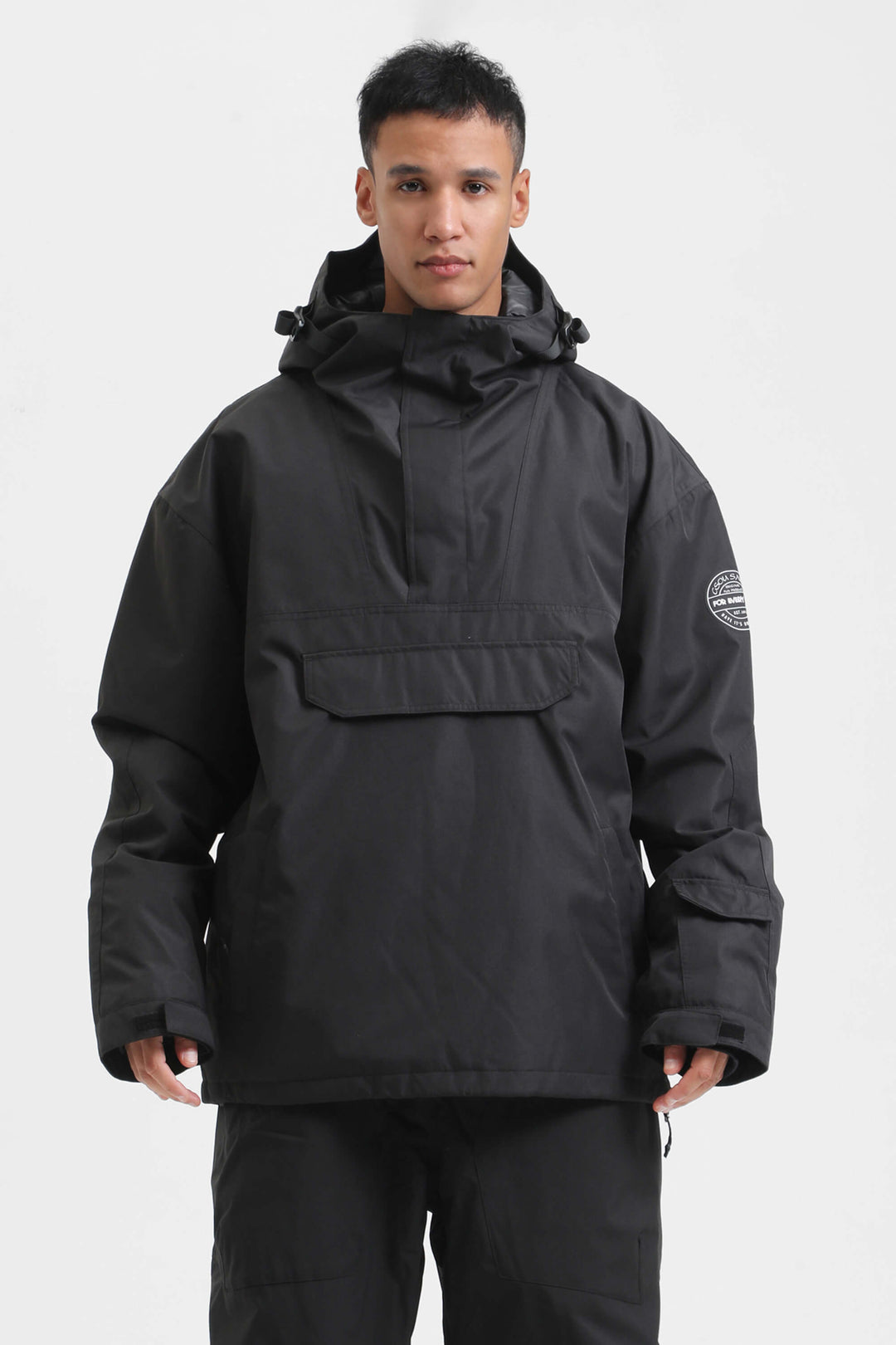 Men's Brown & Black Color-Block Insulated Snow Anoraks