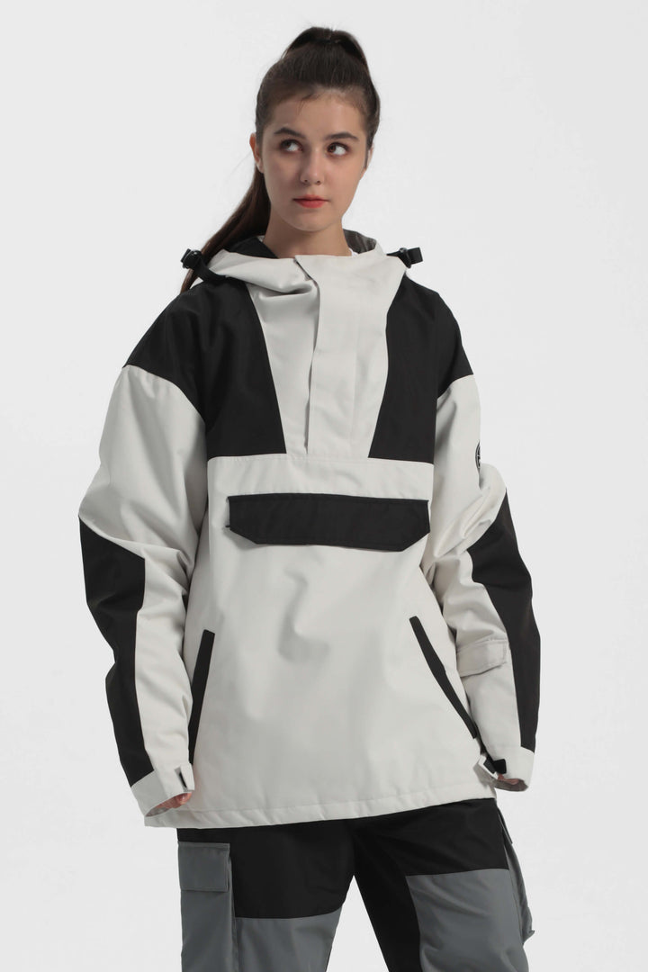 Women's Black Camo Color-Block Insulated Snow Anoraks