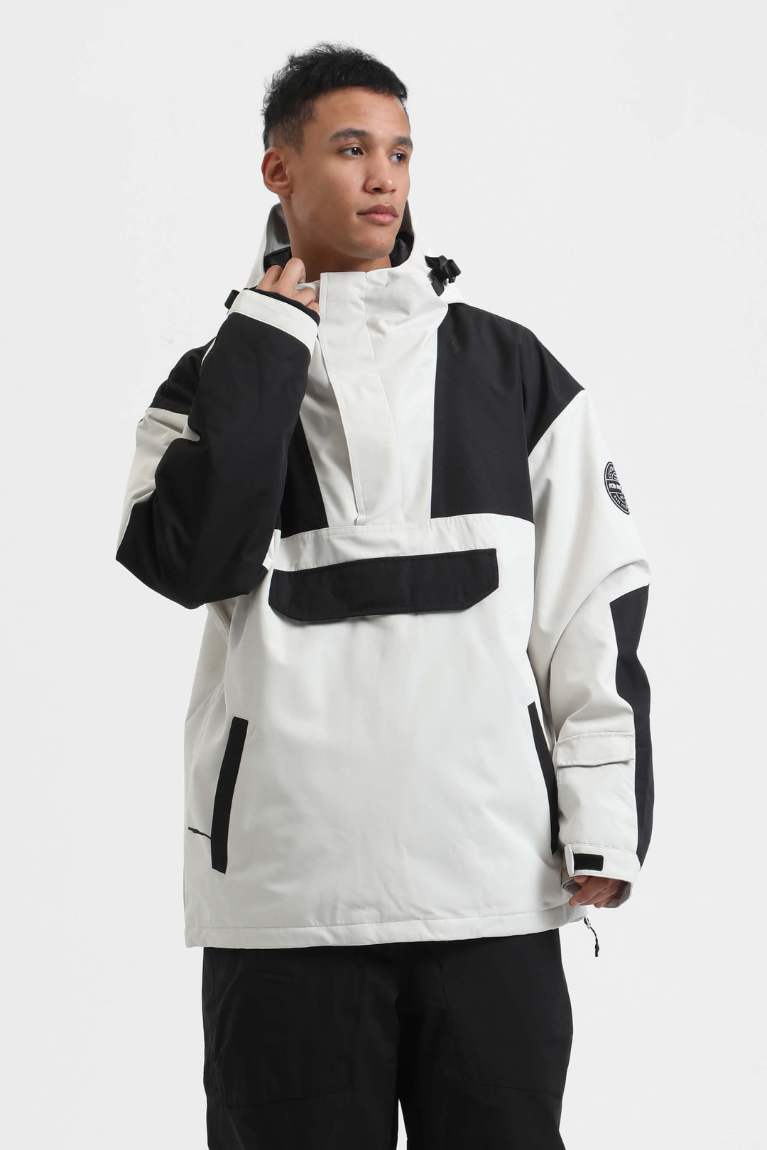 Men's Brown & Black Color-Block Insulated Snow Anoraks