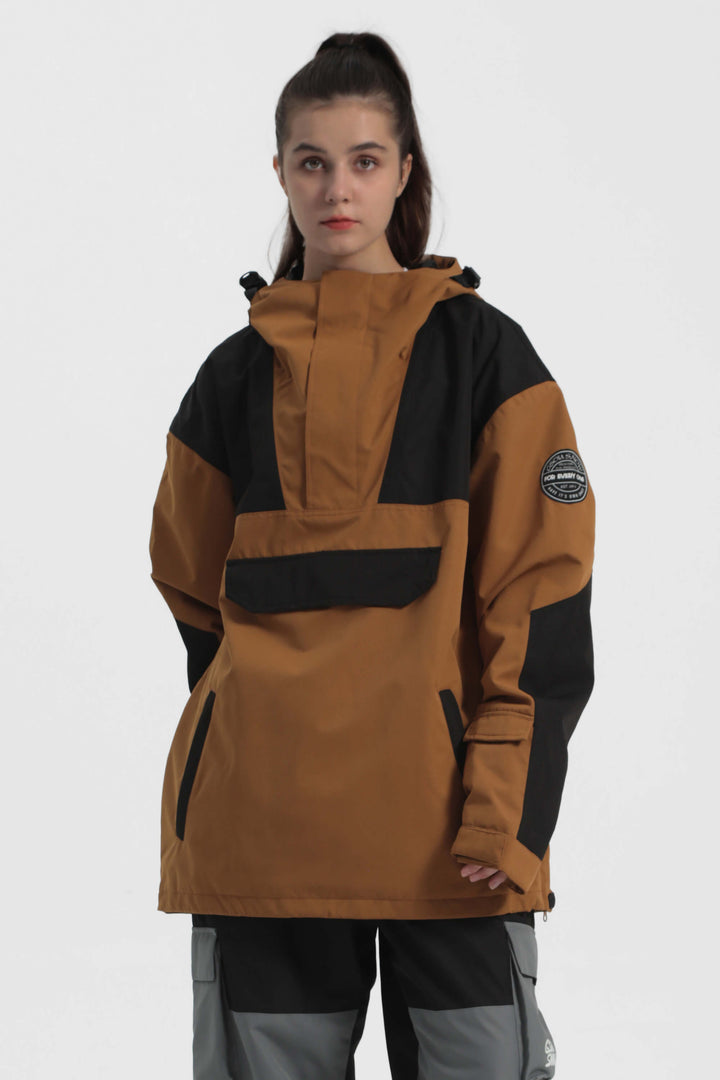 Women's Orange & Blue Color-Block Insulated Snow Anoraks