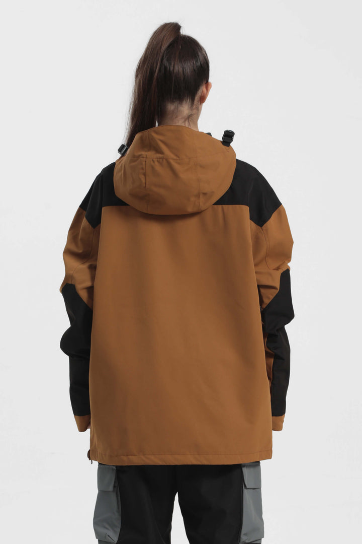 Women's Brown & Black Color-Block Insulated Snow Anoraks