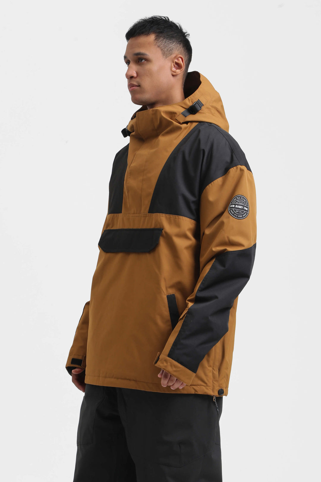 Men's Blue & Black Color-Block Insulated Snow Anoraks