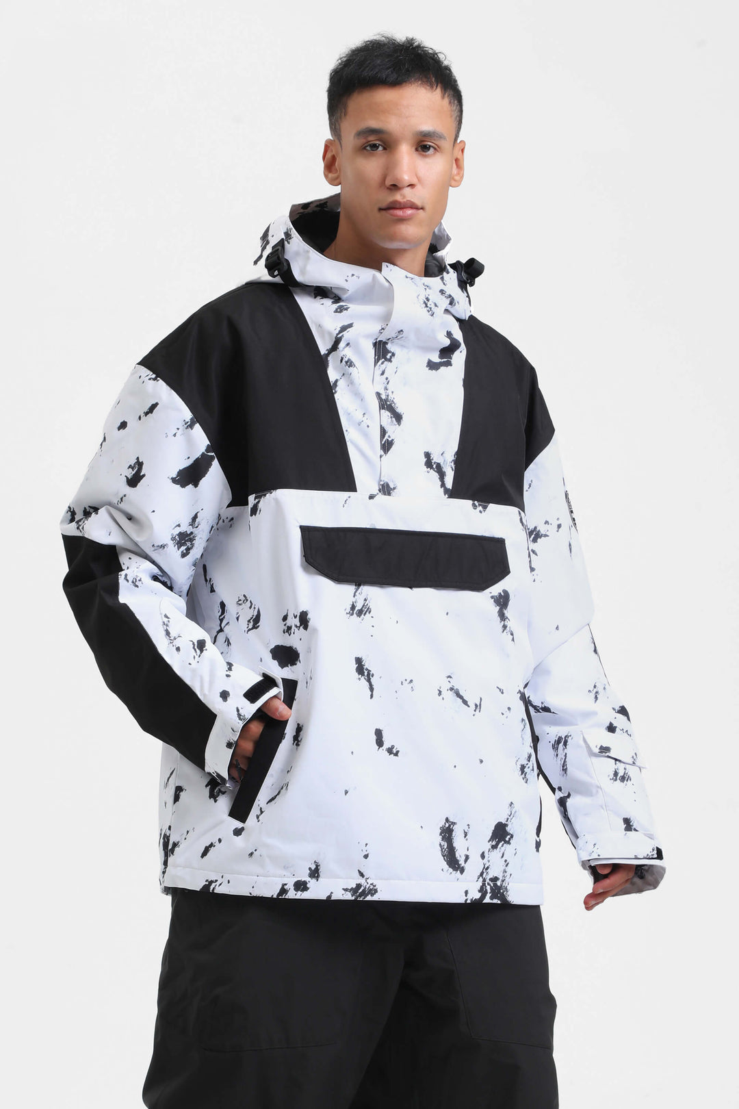 Men's Blue & Black Color-Block Insulated Snow Anoraks