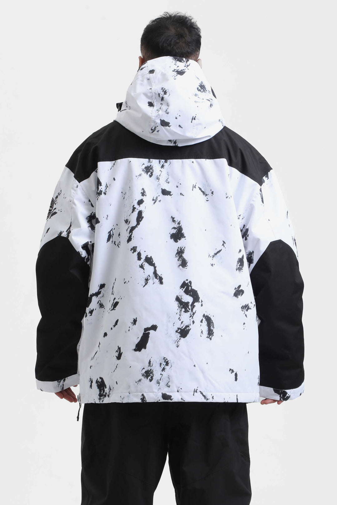 Men's Black Camo Color-Block Insulated Snow Anoraks