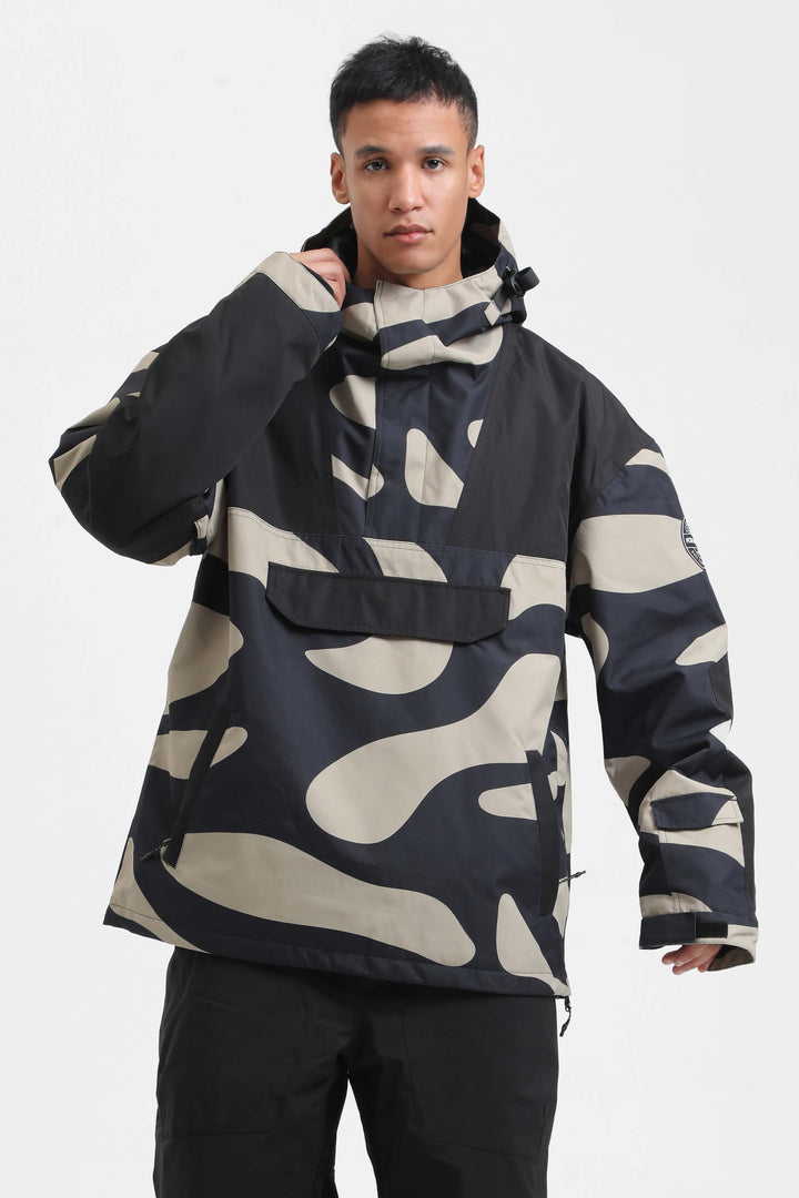 Men's Blue & Black Color-Block Insulated Snow Anoraks