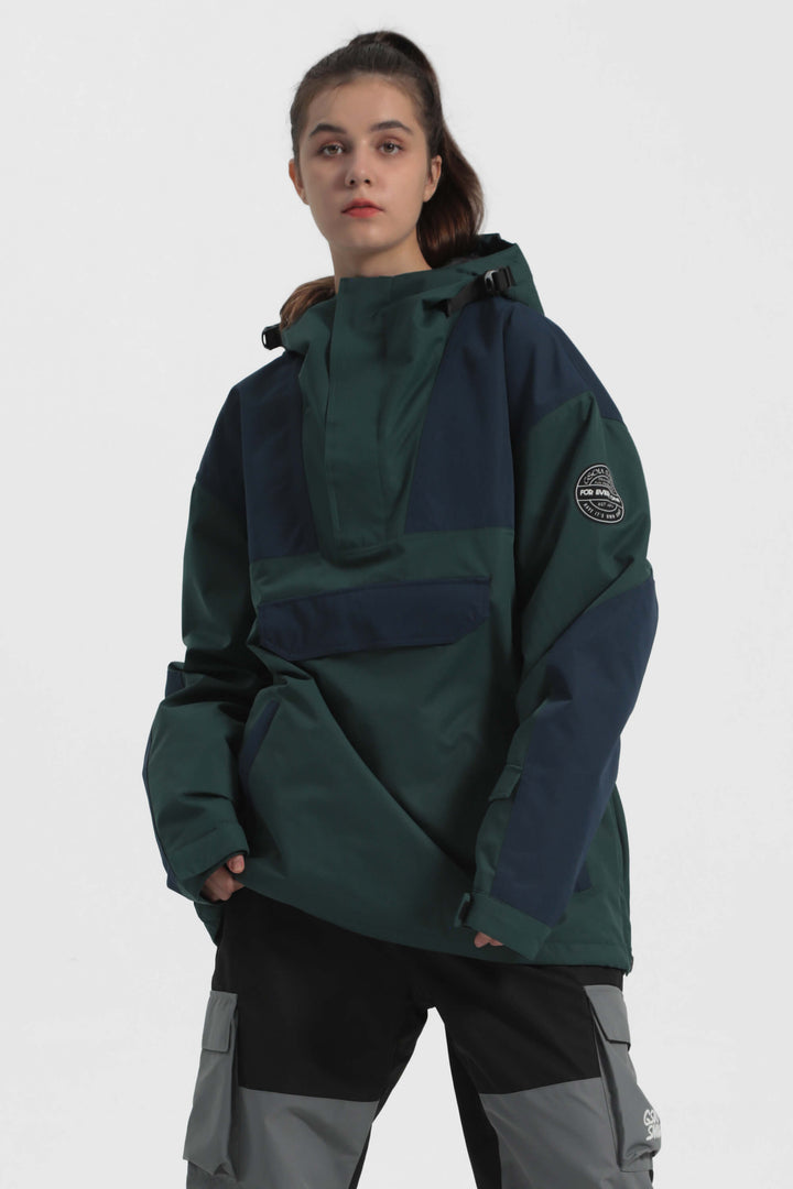 Women's Green & Blue Color-Block Insulated Snow Anoraks