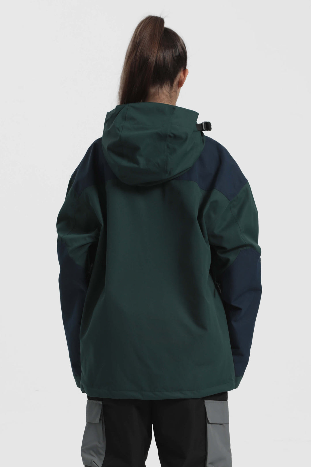 Women's Green & Blue Color-Block Insulated Snow Anoraks