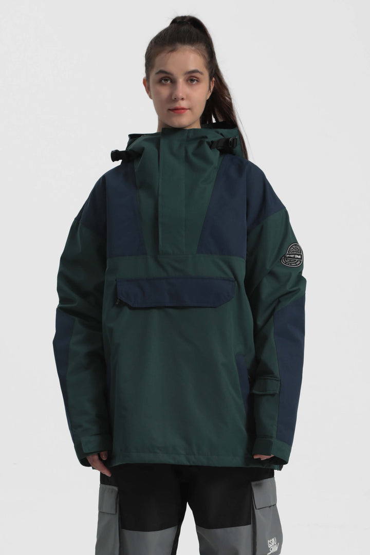 Women's Green & Blue Color-Block Insulated Snow Anoraks