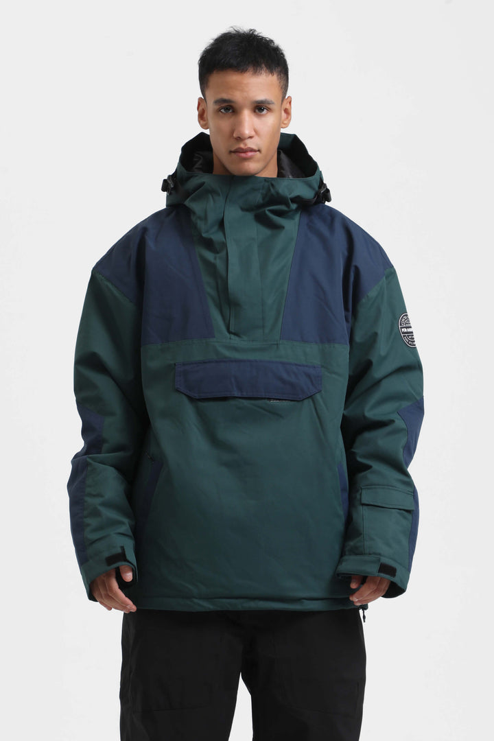 Men's Blue & Black Color-Block Insulated Snow Anoraks