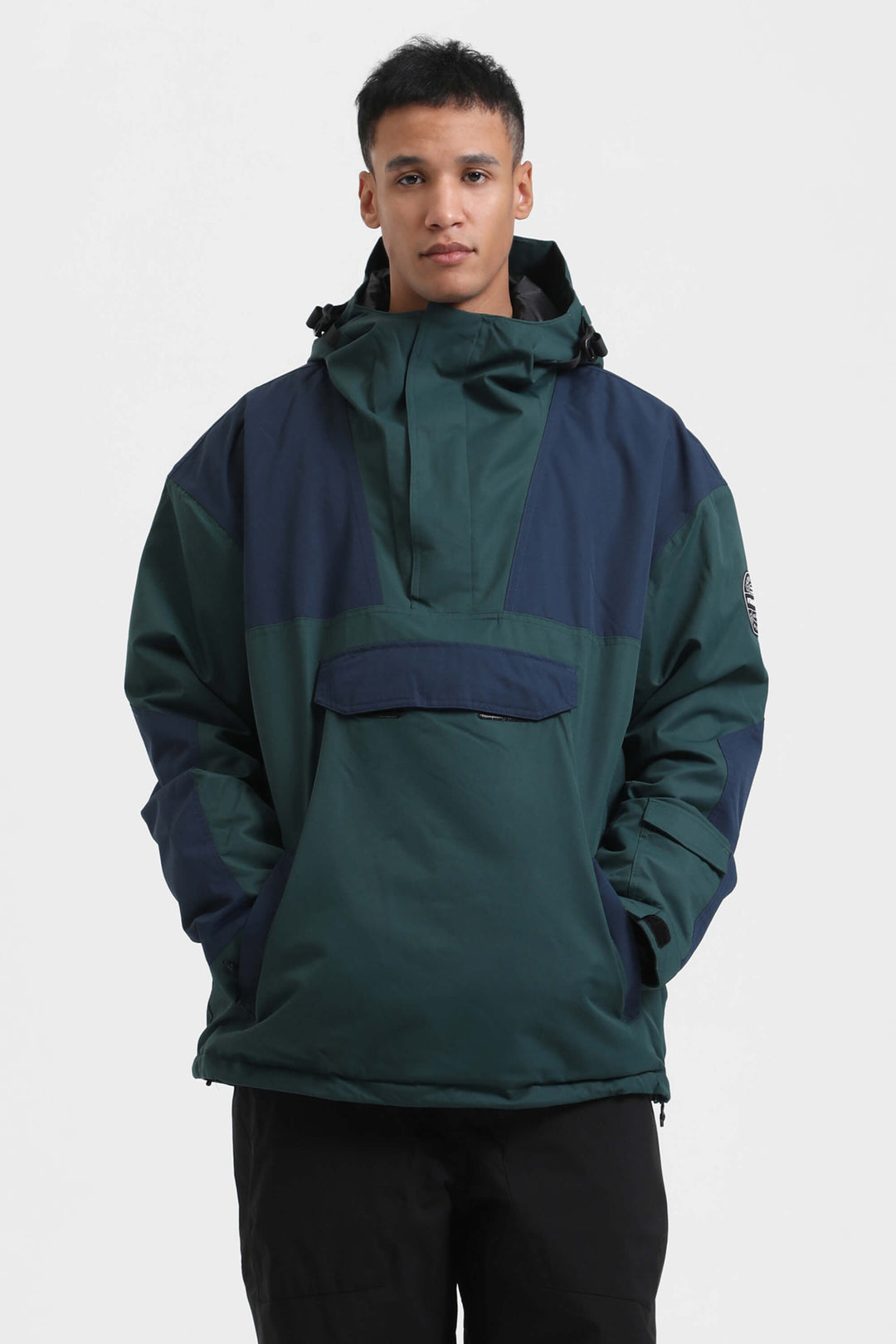 Men's Blue & Black Color-Block Insulated Snow Anoraks