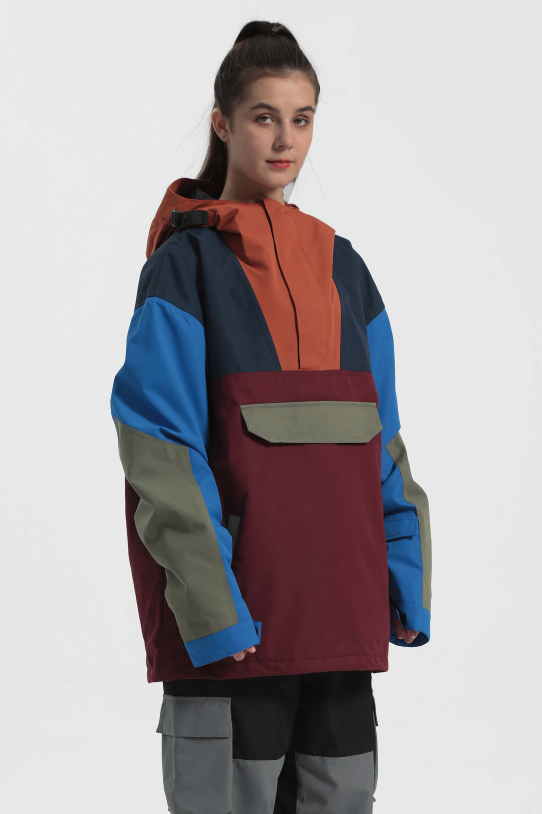 Gsou Snow Damen Color Block Loose Skijacke 