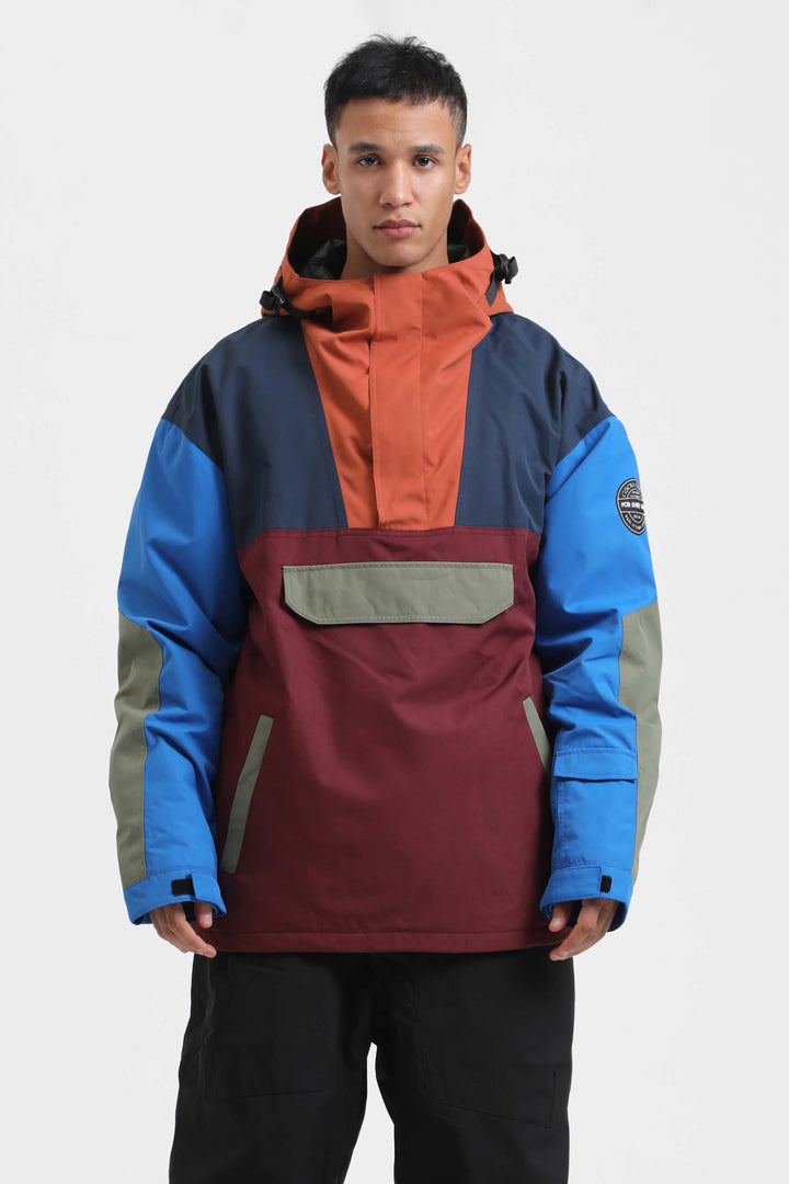 Men's Blue & Black Color-Block Insulated Snow Anoraks