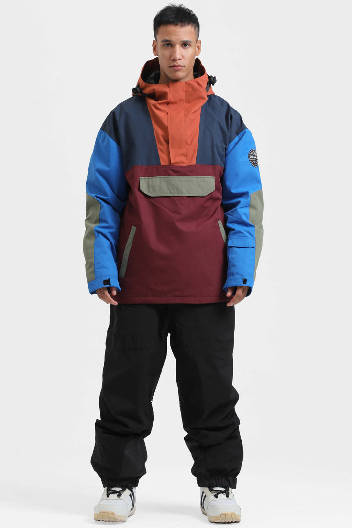 Gsou Snow Veste de ski ample color block pour hommes 