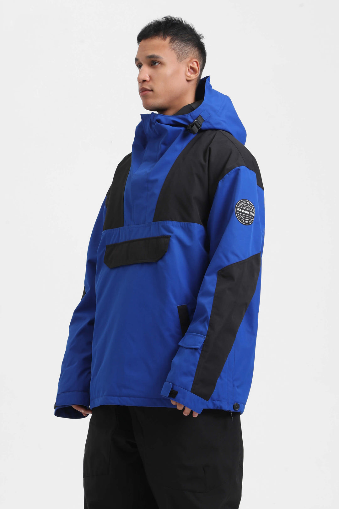 Men's Blue & Black Color-Block Insulated Snow Anoraks