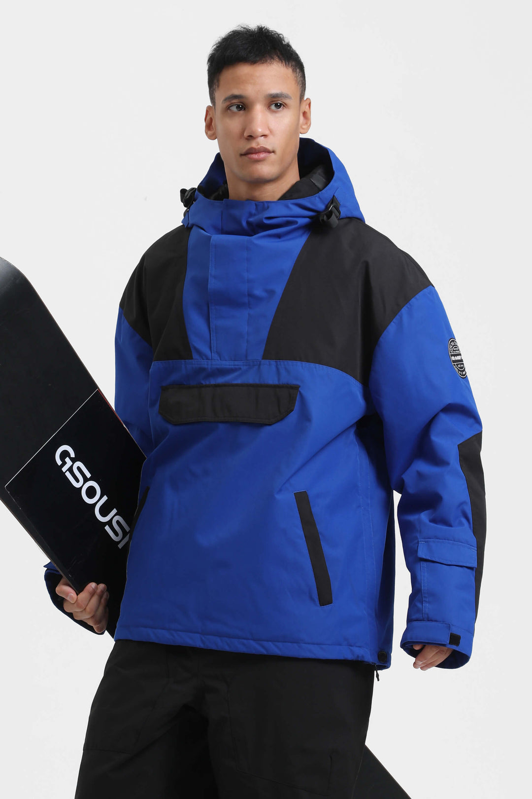 Men's Black Color-Block Insulated Snow Anoraks