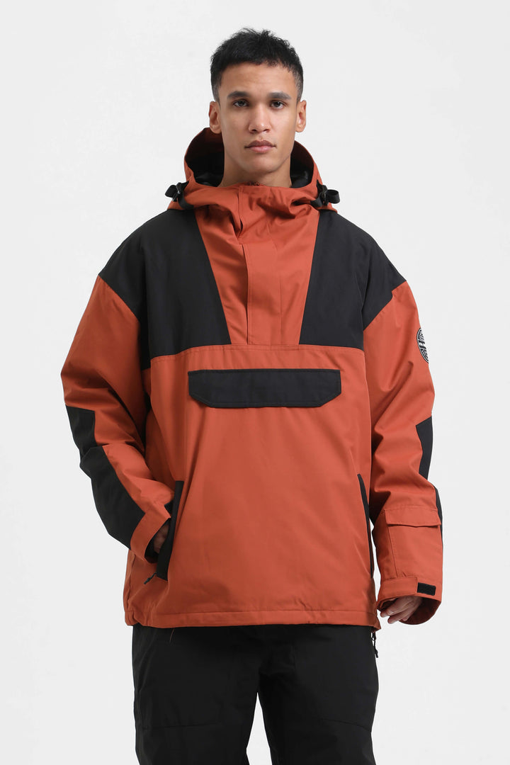 Men's Blue & Black Color-Block Insulated Snow Anoraks