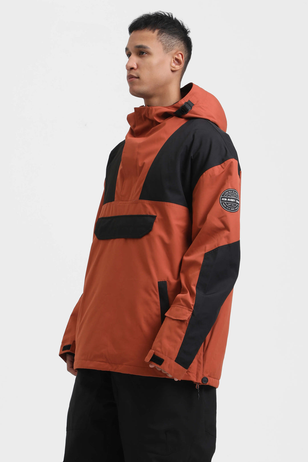 Men's Blue & Black Color-Block Insulated Snow Anoraks