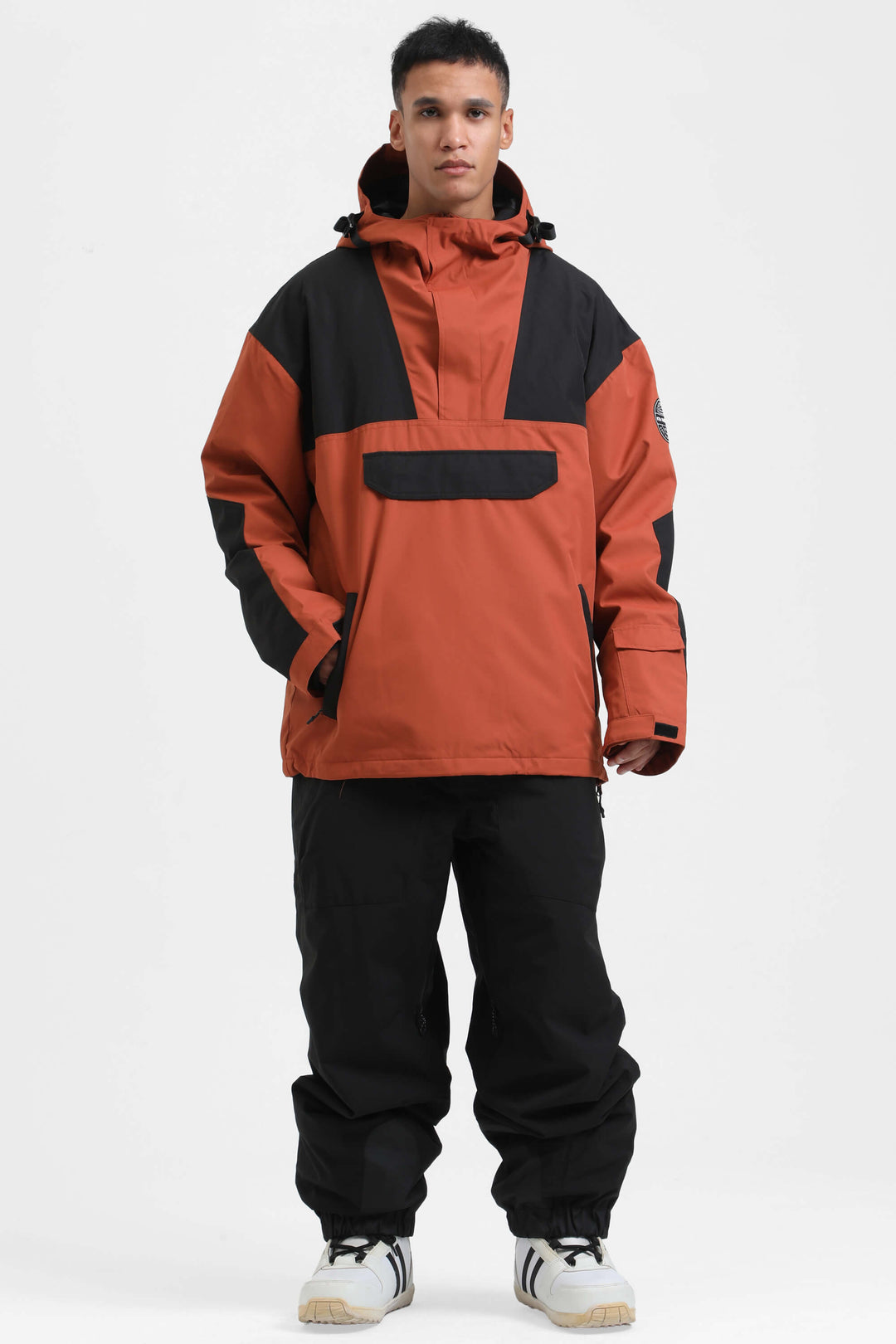 Men's Black Color-Block Insulated Snow Anoraks