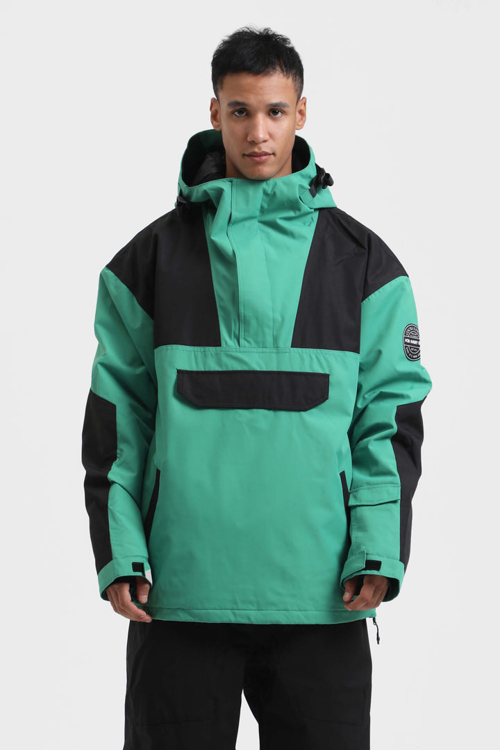 Men's Black Color-Block Insulated Snow Anoraks