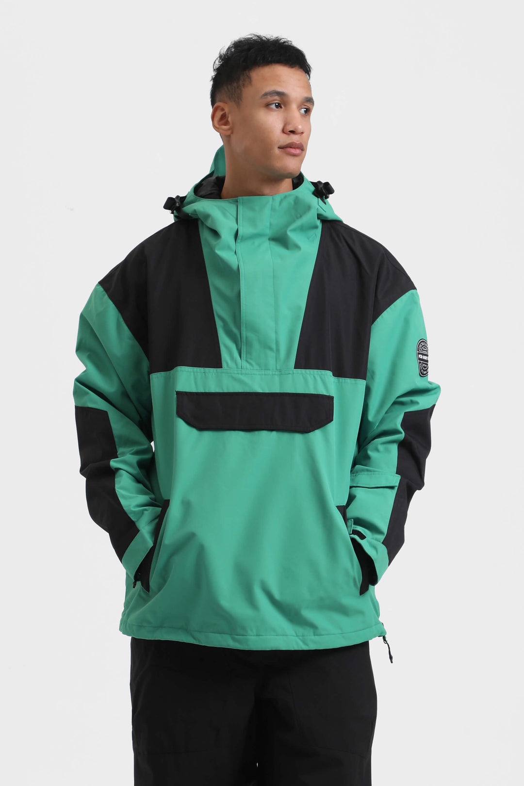 Men's Green & Blue Color-Block Insulated Snow Anoraks