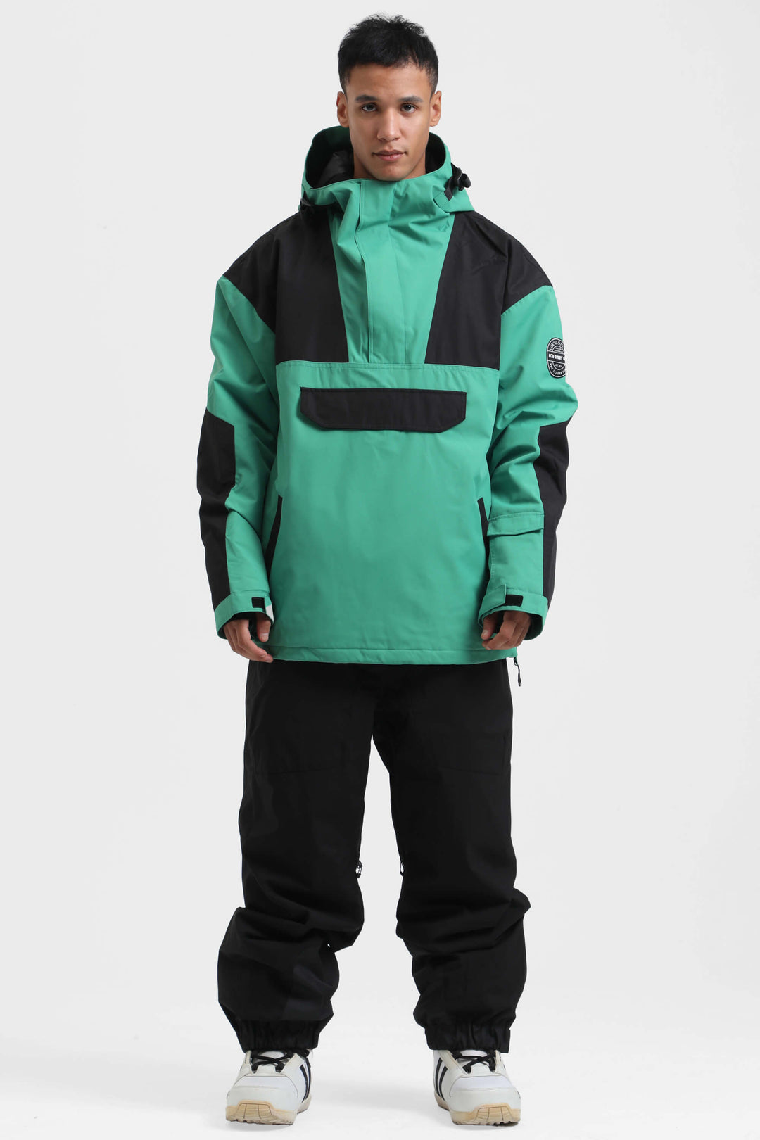 Men's Green & Blue Color-Block Insulated Snow Anoraks