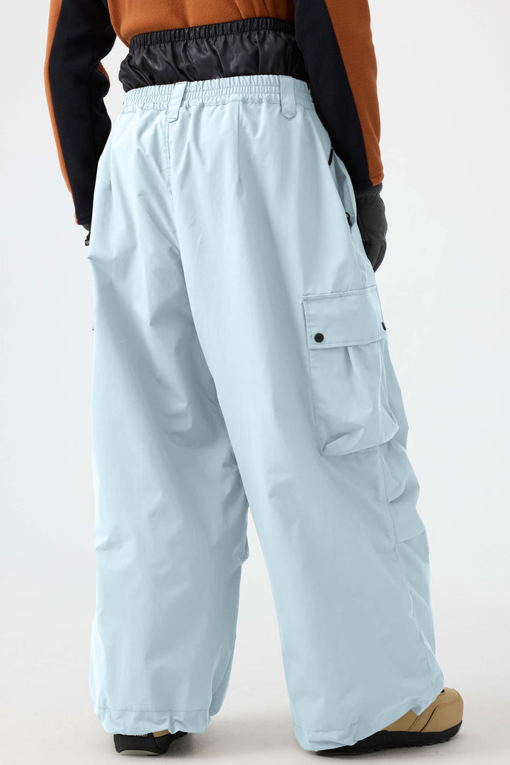 Men's Ice Blue Lightweight Inner Leg Vents Baggy Snow Pants