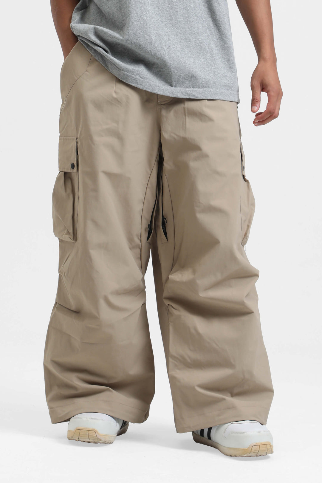 Men's Coffee Lightweight Inner Leg Vents Baggy Snow Pants