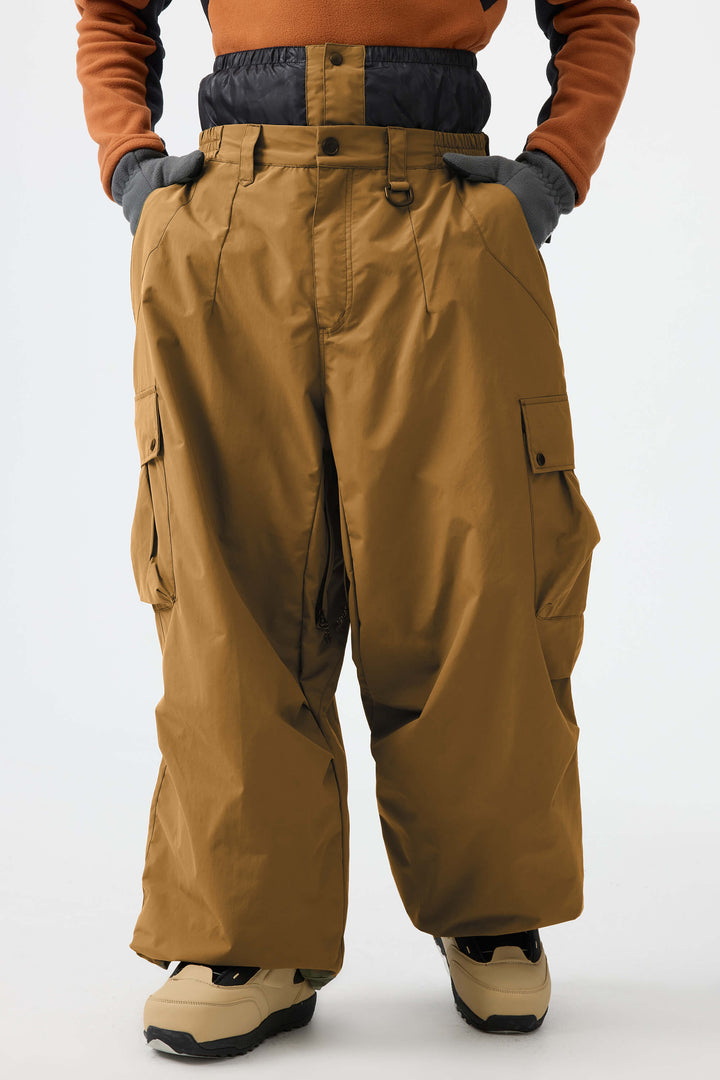 Men's Coffee Lightweight Inner Leg Vents Baggy Snow Pants