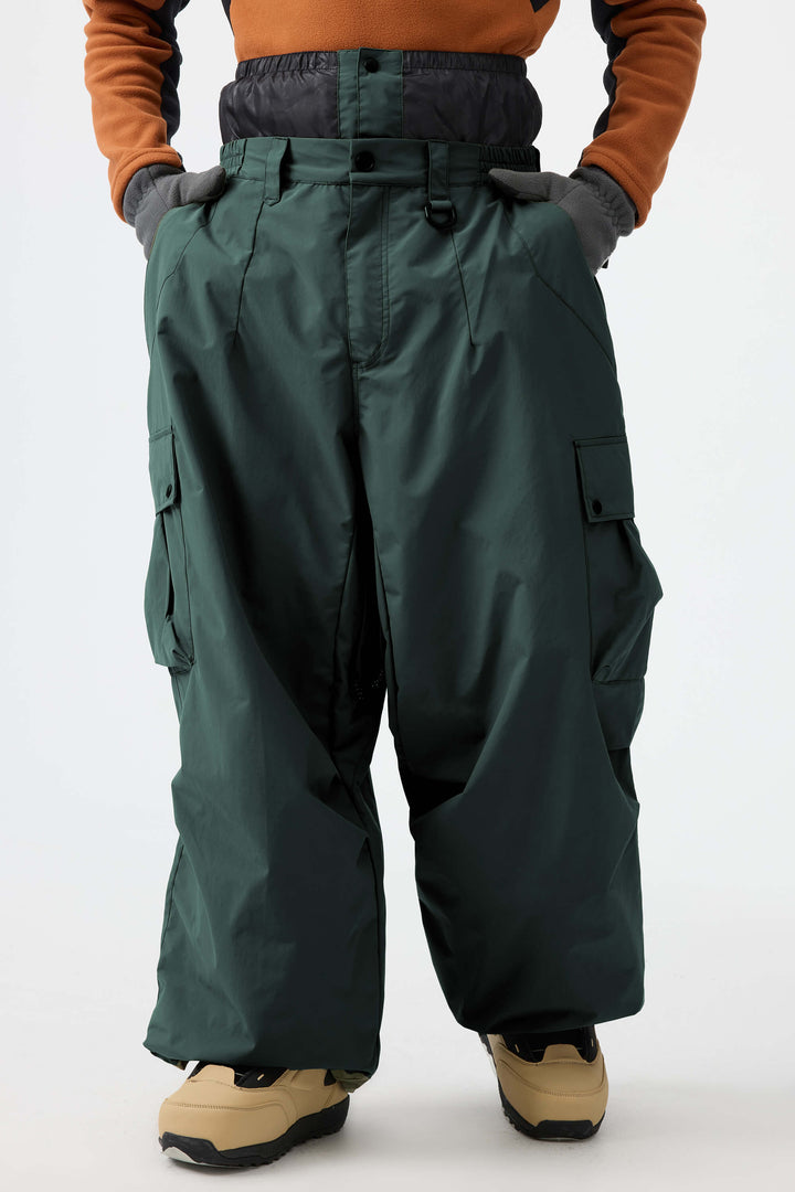 Men's Coffee Lightweight Inner Leg Vents Baggy Snow Pants