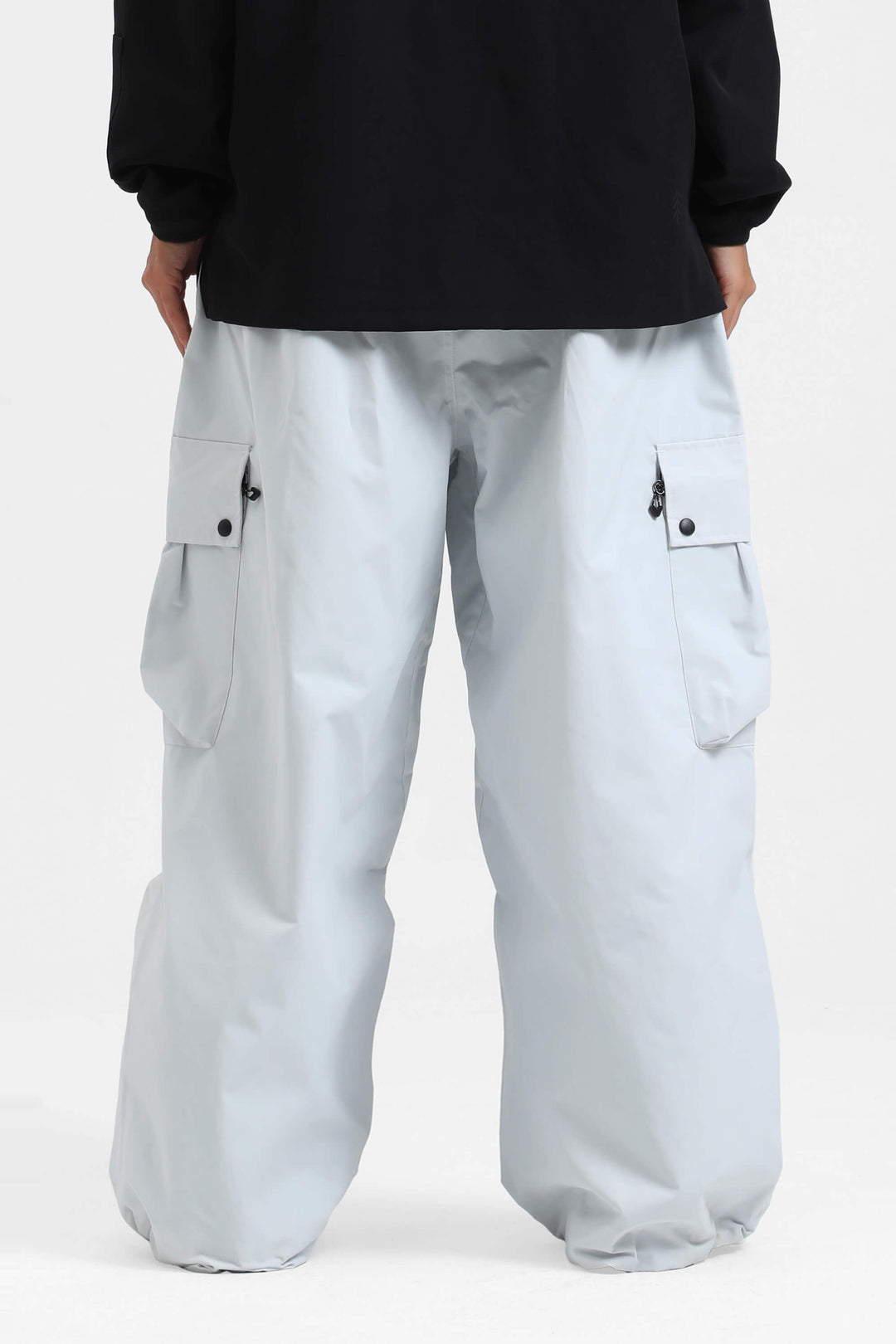 Women's Grey Lightweight Inner Leg Vents Baggy Snow Pants