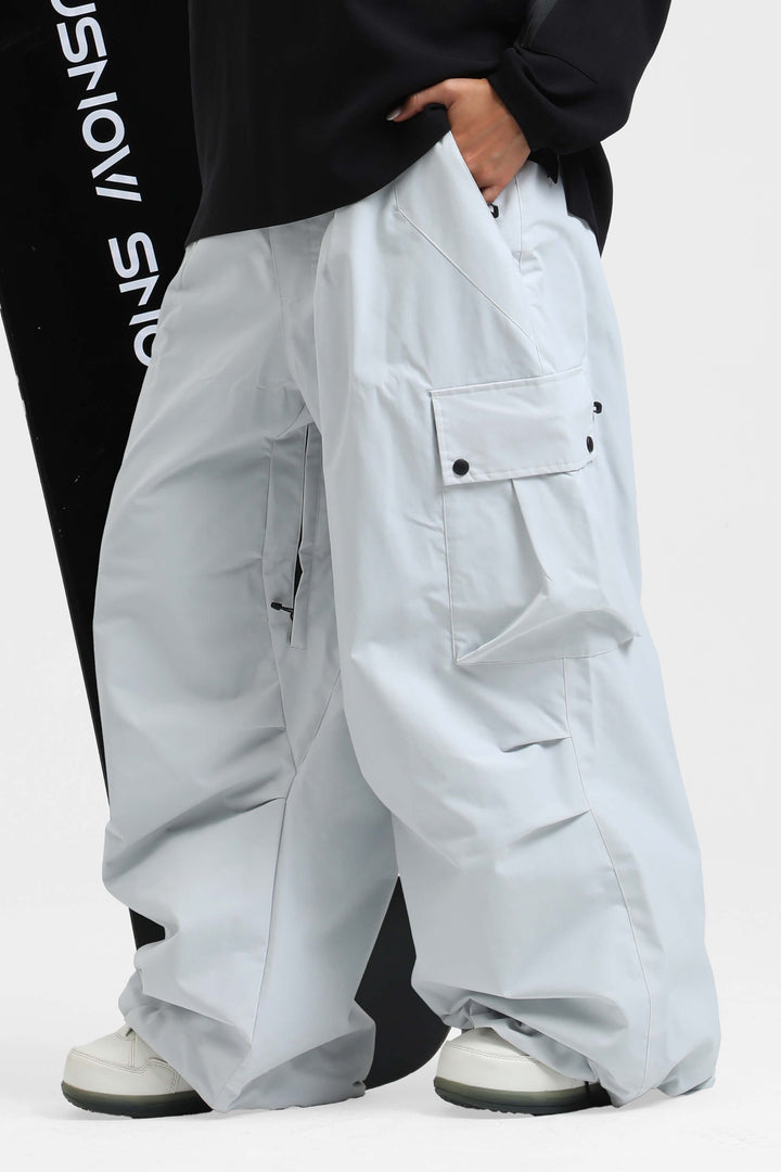 Women's Black Lightweight Inner Leg Vents Baggy Snow Pants