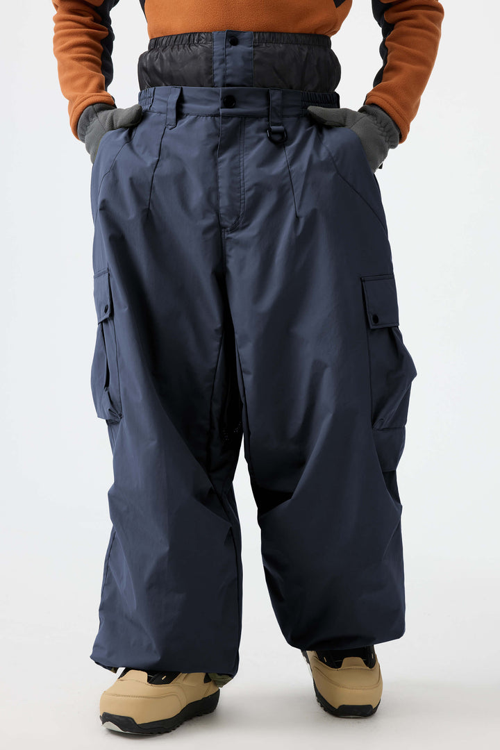 Men's Navy Blue Lightweight Inner Leg Vents Baggy Snow Pants