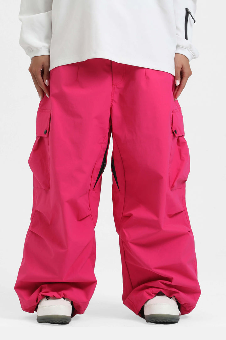 Women's Fuchsia Lightweight Inner Leg Vents Baggy Snow Pants