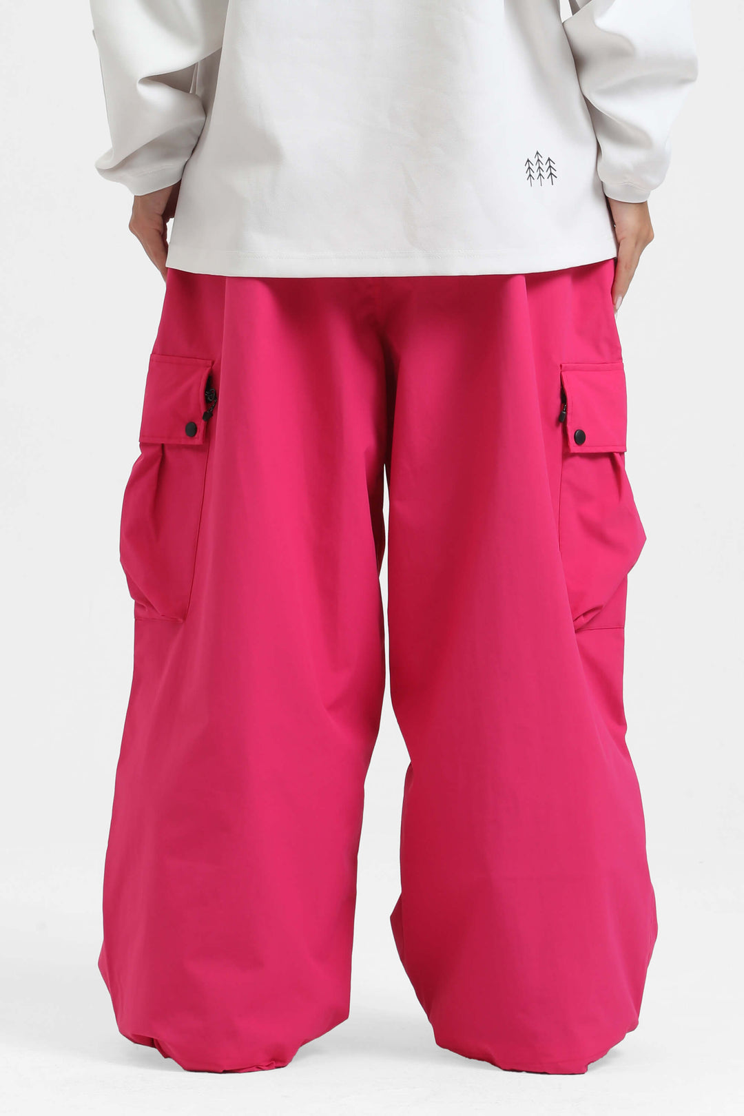 Women's Red Lightweight Inner Leg Vents Baggy Snow Pants