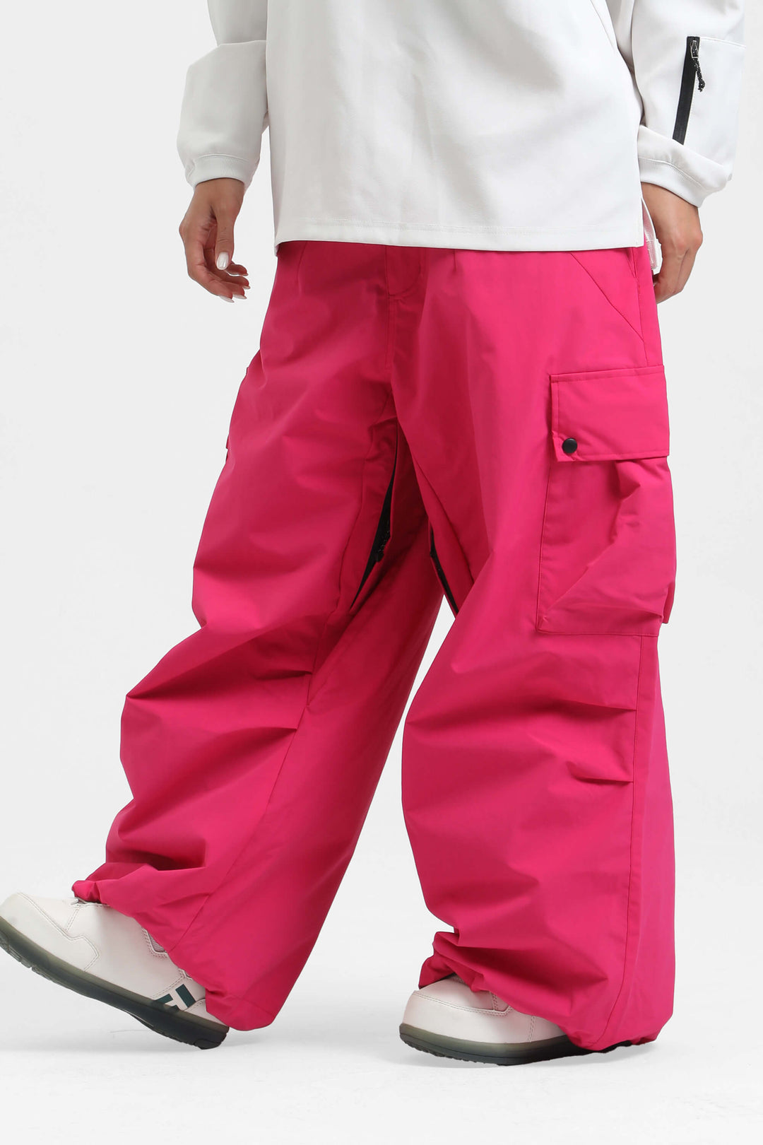 Women's Khaki Lightweight Inner Leg Vents Baggy Snow Pants