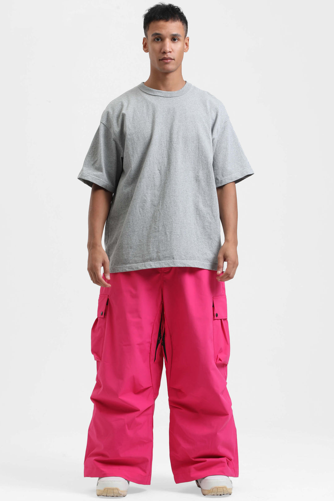 Men's Fuchsia Lightweight Inner Leg Vents Baggy Snow Pants